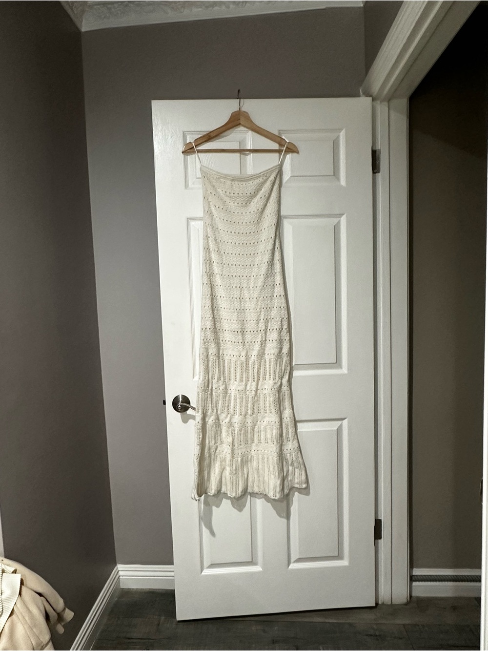 Abercrombie & Fitch Cream Crochet Maxi Slip Dress